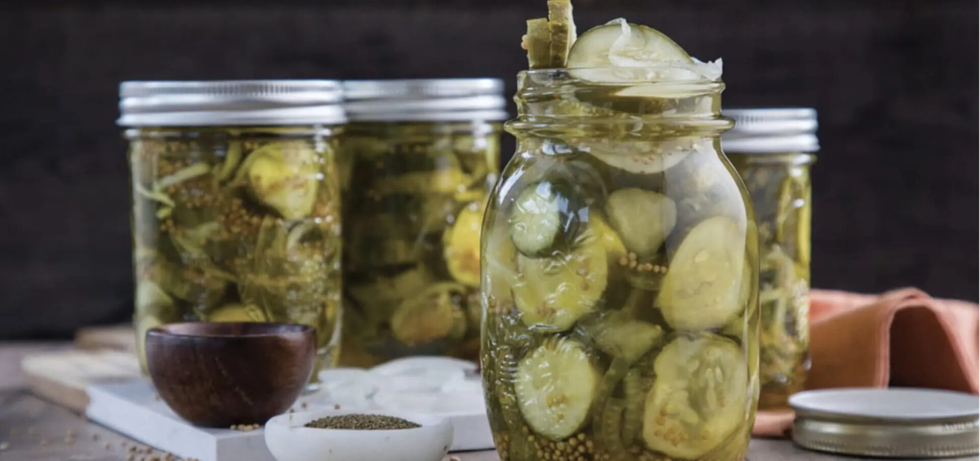 bread and butter pickles in mason jars